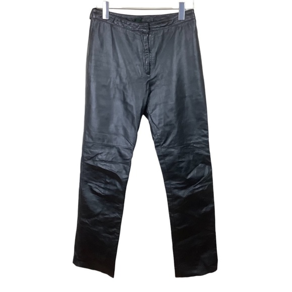 DANIER STRAIGHT BLACK LEATHER MOTO PANTS - Picture 1 of 8